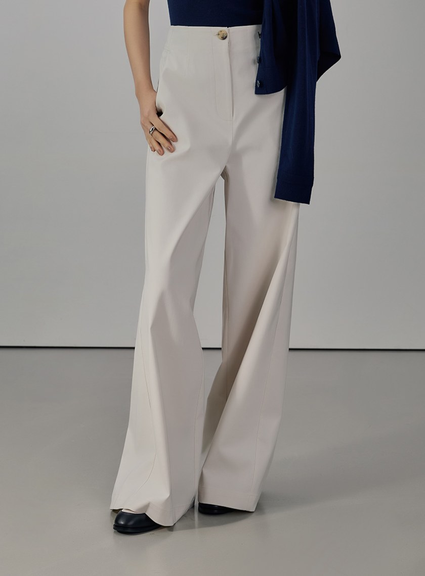 率性風衣料落地寬褲